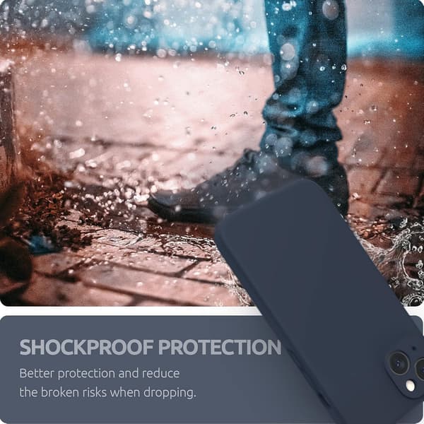 Compatible with iPhone 13 Case with Screen Protector, Liquid Silicone Cover for iPhone 13 6.1 inch 2021, Dark Blue