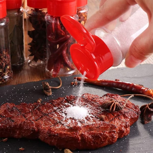 30 Pieces Plastic Spice Jars Spice Dispenser Pepper Shaker Salt Shaker for BBQ Kitchen (Red)