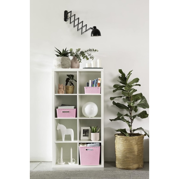My Style Rattan Effect Set med 4 små rektangulære oppbevaringskurver på 4 liter - rosa - for kjøkken, stue, bad, soverom og vaskerom Pink 4 x 4L Small