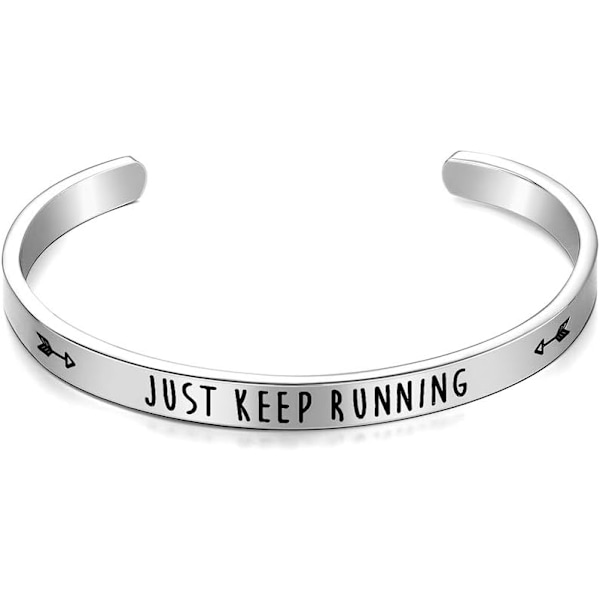 Vänskapsarmband för kvinnor - Inspirerande vänskapspresenter till bästa vän, motiverande manschettarmband för systrar, mamma, lärare, presenter 1Just Keep running