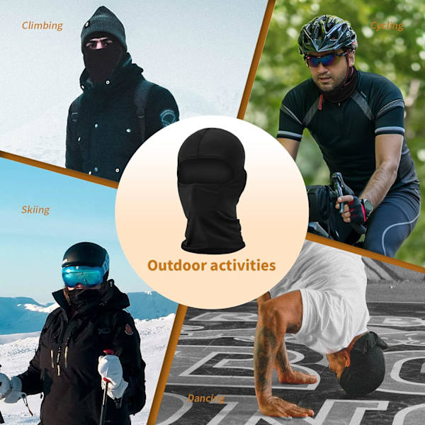Balaclava-hiihtohuppu, UV-suoja miehille ja naisille, hiihtoon, lumilautailuun, moottoripyöräilyyn jne. Black One Size