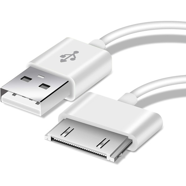 USB-synkroniserings- og ladekabel for iPhone 4/4s, iPhone 3G/3GS, iPad 1/2/3, iPod, 30-pin kabler laderledning - 1M hvit