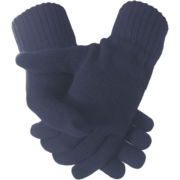 Dam Super Mjuka Varma Tunna Stickade Termiska Vinterhandskar Navy Blue