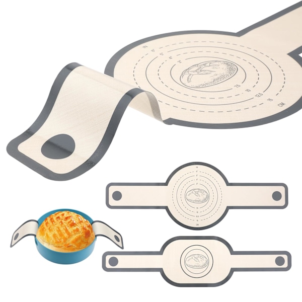 2 st Silikon Bröd Oval och Rund för Holländsk Ugn Non-Stick & Lätt att Rengöra Återanvändbar Bakmatta Set med Långa Handtag Överföringsmatta Verktyg Liner