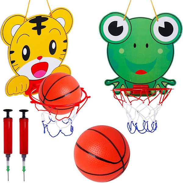 Miniatyr basketkorg för inomhusbruk, 2-delad tecknad mini basketkorg, gadgetleksaker, inomhussportsfestboll, pojkar och flickor 1-6 år gamla