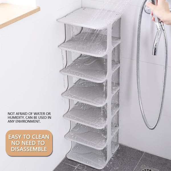 Shoe rack for wardrobe, freestanding narrow plastic shoe rack, stackable shoe rack