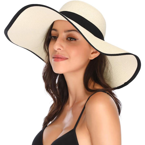 Dame Bredskygget Solhat Floppy Foldbar Rulle op Cap Strand Solhat UPF 50+ Style Civory White