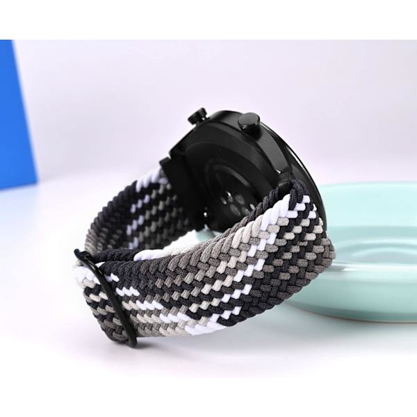 Nylon-rannekkeet, säädettävät punotut silmukkarannekkeet miehille ja naisille, 16 mm 18 mm 19 mm 20 mm 22 mm 24 mm valittavissa Gradient Black / Silver Buckle 19mm