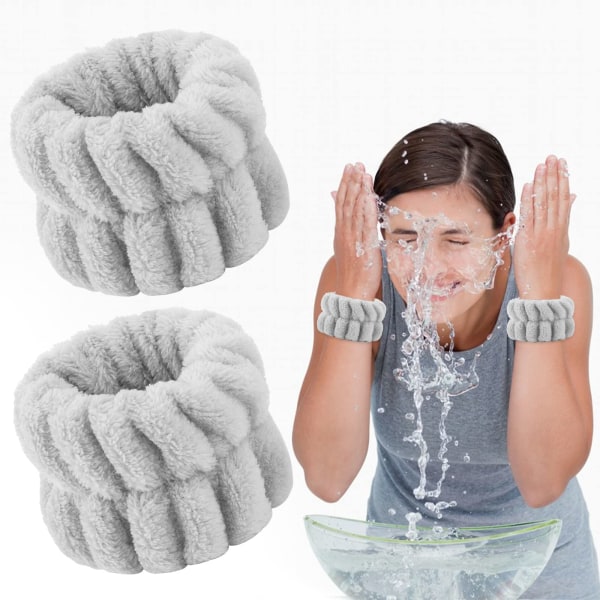 2 stk. Mikrofiber Håndledsvask Bånd til Kvinder, Absorberende Håndledsbånd Håndleds Svedbånd til Piger Forhindrer Vand i at Spilde Ned ad Dine Arme