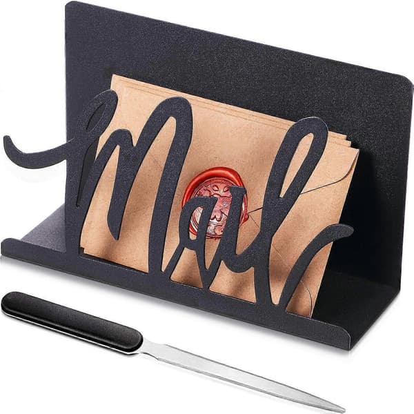 Postholder Sort Metal Brevsorterer Bordmodel Postudskærings Organizer