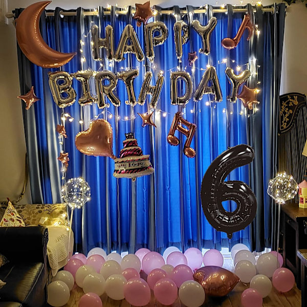 Numeropallon, värikkäät helium-numeropallon syntymäpäiväjuhliin, itse täyttyvät numeropallon, foliopallo syntymäpäiväjuhliin, uudenvuoden juhliin Black #6 Large