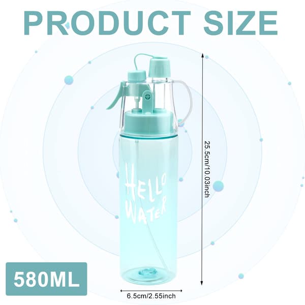 Suihkepullo, 580 ml, läppäkorkilla ja pillillä, läpinäkyvä sininen, 1 kpl