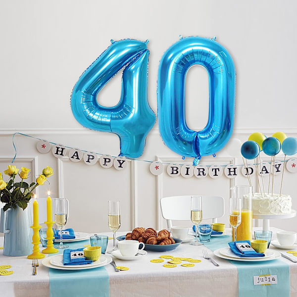 40 tommer tal ballon, blå helium folie ballon 0 1 2 3 4 5 6 7 8 9 store tal balloner, alders balloner fødselsdagsfest, romantiske lejligheder, vi Blue #0