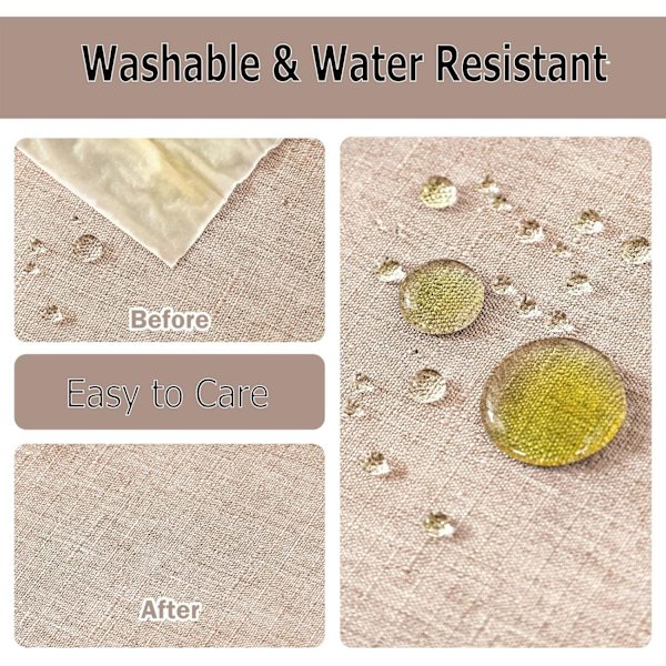 Textured Linen Tablecloth Rectangular 52x70 Waterproof Spill-Proof Wipeable Tablecloth Wrinkle-Free Linen Tablecloth Dining Table Cover