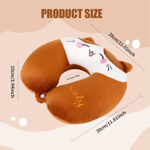 Pute Cartoon Dyre Nakkestøtte Pute 30 * 30cm Memory Foam Nakkepute U-formet Elastisk Barn Reisepute Bærbar U-formet Pude for I 30*30cm