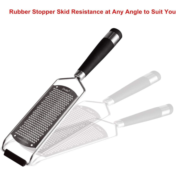 Kjøkkenostjern & Sitronzester - Skarpt 18/8 Rustfritt Stål Blad - Ergonomisk TPR Håndtak - Enkelt å Riv eller Zest Sitron, Appelsin, Sitrus, Ch