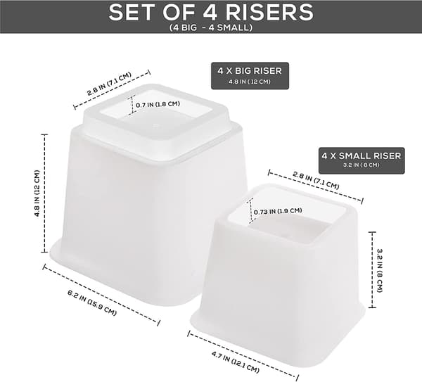 Utopia Bedding Justerbare Møbelfødder til Seng (Sæt med 8), Kraftige Løftere til Sofa og Bord - Understøtter op til 0,7 kg - (hvid) white