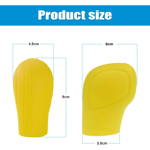 2-pack växelspaksknoppsskydd för bil, halkfri automatisk knoppväxelspaksskydd, bekvämt handbromsspakskydd i silikon för män och kvinnor, universellt Yellow