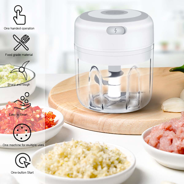 Elektrisk Mini Hvidløgshakker, Madhakker, Mini Foodprocessorer, Trådløs Bærbar Køkken Madmixer, Kraftig Nem Rengøring Hvidløgsmoser
