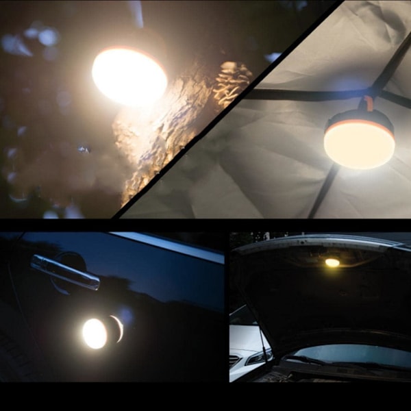 Camping Lykta 3 st Vattentät LED Tältlampa med Magnetisk Bas Utomhus Campinglampor Batteridriven Tältlampa 3 Lägen för Vandring, Fiske Black