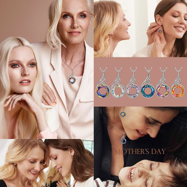Halsband för kvinnor Smycken Presenter till henne, Fjärilskristaller Hänge Halsband, Kristaller från Österrike, Alla hjärtans dag Mors dag Anni Crystal Aurore Boreale