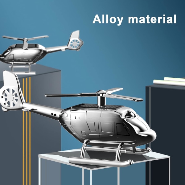 Helikopter Solar Car Air Freshener Rotation Aromaterapi Bil Parfym Diffuser Ornament för fordon med 3-dofttabletter för bil och interiör D Silver