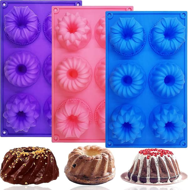 3 stk Silikonformer for Kaker, Donutmaker Silikon Bakeplate Muffinsformer Mini Kakeformer (Tilfeldig Farge)
