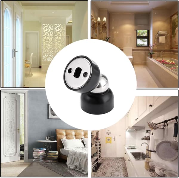 Set med 2 dörrhållare Mini magnetiska dörrstopp väggmontering metalldörrstopp Black