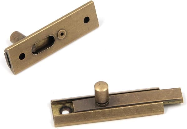 Two Sliding Door Latches, 2-inch Antique Solid Brass Sliding Door Latches