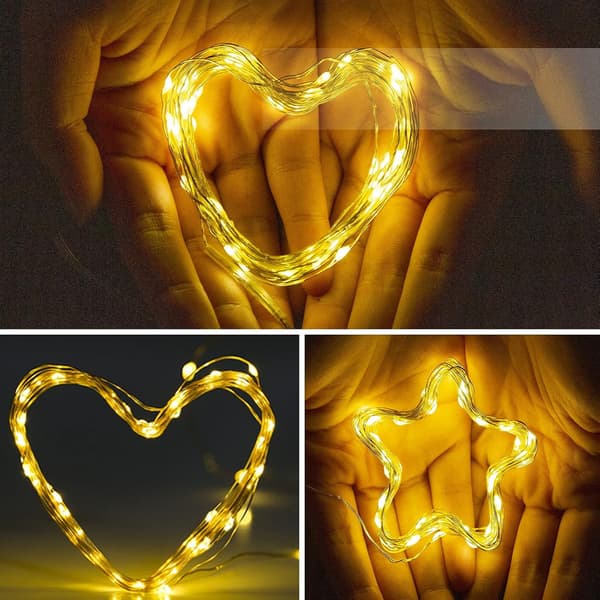 Fairy light powered by 2 battery packs, 8 modes, 50 LEDs, 5 meters copper wire, waterproof (warm white light)