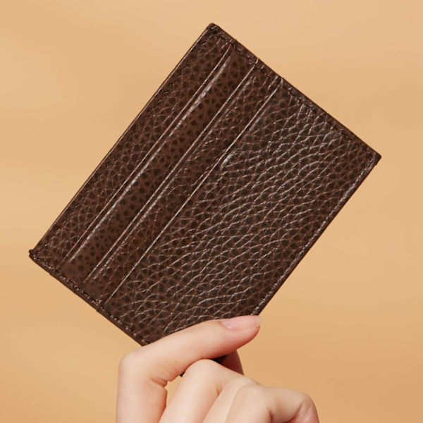Äkta läder korthållare 7 kortplatser Minimalistisk Ultra Slim för jacka, byxor Brown Rfid