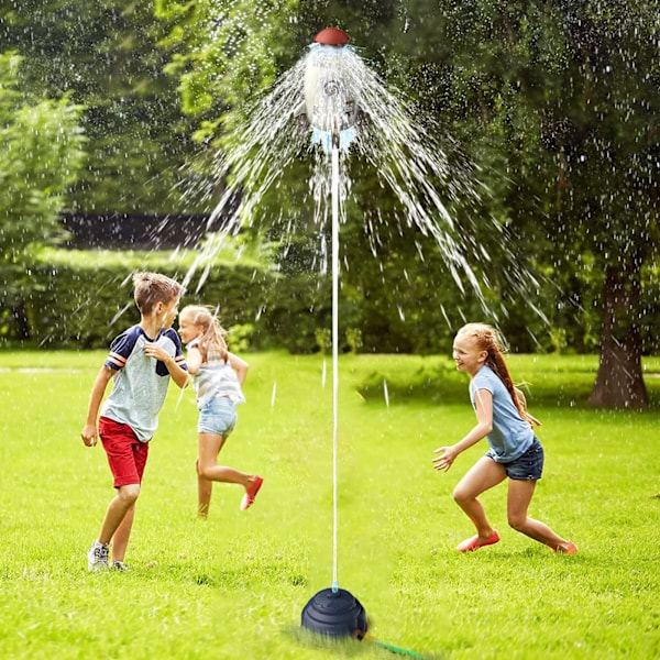 Raket Sprinklere Legetøj Vand Sprøjt Raket Udendørs Vandleg til Børn RocketSummer Have Græsplæner Vandlegetøj Spray til Børn 3 År og Derover (Grå)