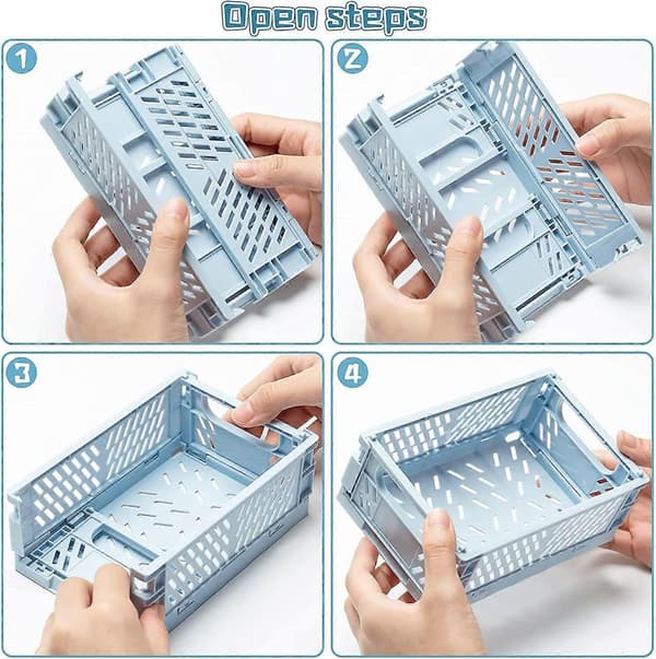 4 stk. Mini Foldbare Skrivebordskasser Opbevaringsboks