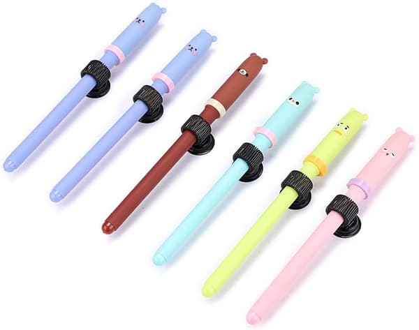 8-pack Magnetic Pen Holders with Adjustable Spring Loop, Removable Stainless Steel Clip, Whiteboard, Black