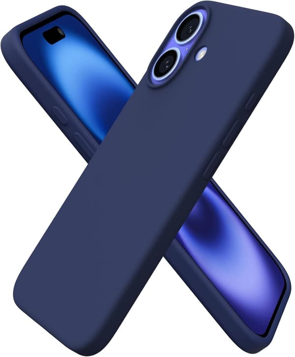 iPhone 16 Case 6.1\", Thin Liquid Silicone 3 Layers Full Coverage Soft Gel Rubber 16 Mobile Phone Case Cover 6.1 inch - Navy Blue