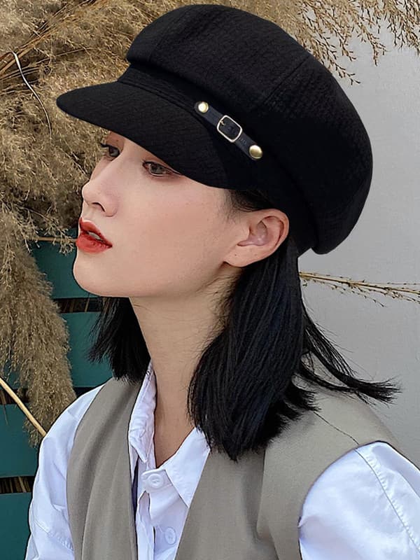 Beret for kvinner, newsboy-caps, klassisk høst/vinterhatt