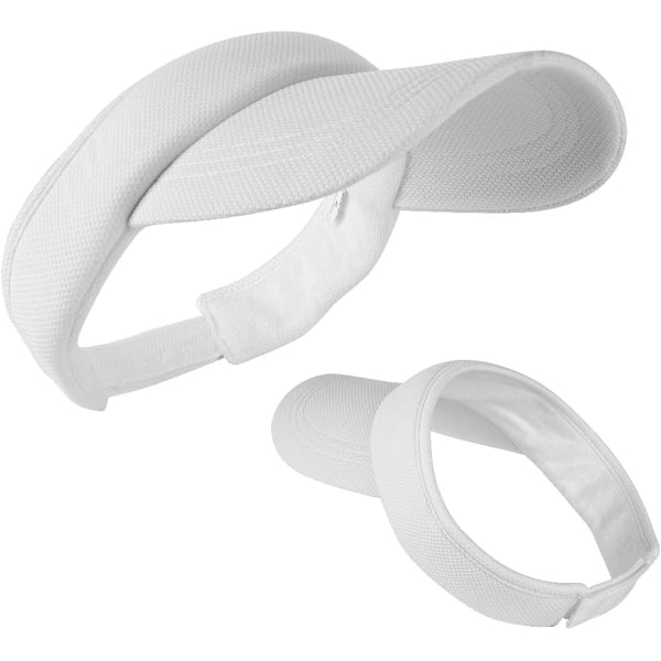 Farger Solskjermer for Kvinner og Damer, Lang Topp Tykkere Svettebånd Justerbar Hett for Golf Sykling Fiske Tennis Løping Jogging og Andre Spor White/ 2Pack