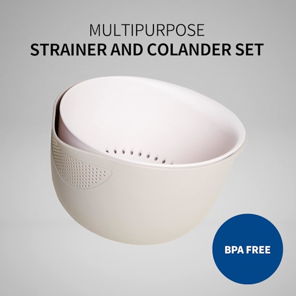 - Ris Sil og Kjøkken Silsett - Sil Ris, Quinoa og Små Korn - Bløtlegg, Vask og Tøm Grønnsaker og Frukt Grå 10.25 x 8.6 x 5.5 Gray