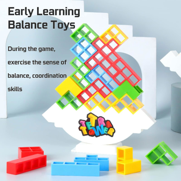 48 st Tetra Tower-spel Balansstapling Team Building Blocks Brädspel för barn och vuxna, stamleksak