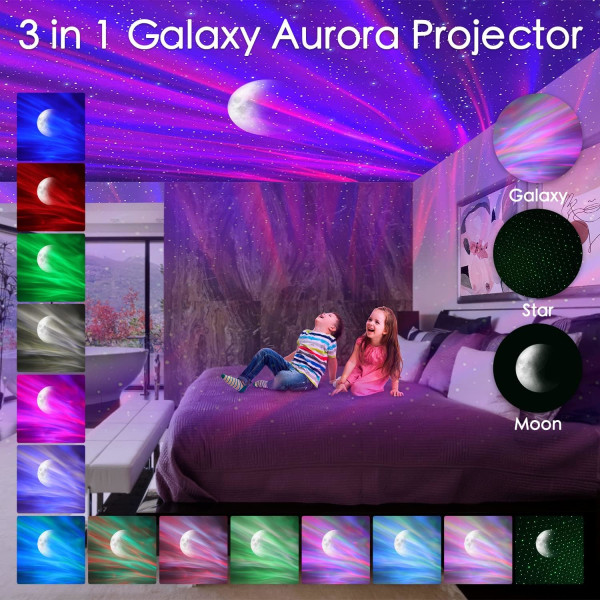 3 i 1 Aurora Galaxy-projektor, nattlys