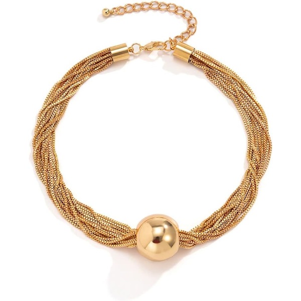 Kraftig geometrisk sfære choker halskæde kæde og armbånd tykke halskæder håndkæder punk smykker til kvinder og piger NecklaceGold