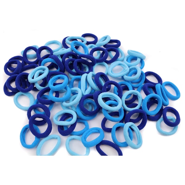 100 stk. Mini Bløde Hårelastikker Sømløse Hårelastikker Børne Hårringe Strikket Stof Hårelastikker (Gradient Blå) Blue