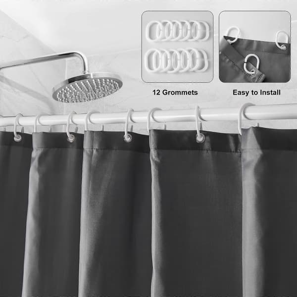 Vandtæt bruseforhæng, vaskbart hurtigtørrende tekstilstof polyester badeforhæng med 12 bruseforhængsringe, transparent bruseforhæng, Da