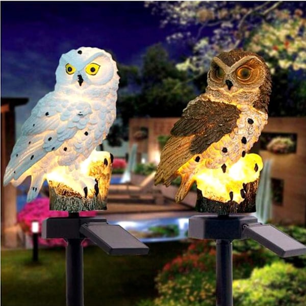 Outdoor Owl Shape Light LED Solar Garden Light Owl Lawn Lamp Waterproof Solar Led Lights Outdoor Yard Garden Creative Solar Lamps (White)