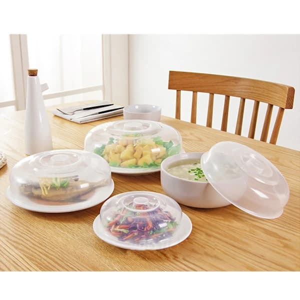/EA/ Mikrobølgebeskyttelse | Transparent PP-materiale | Matbeskyttelse | Grepsdesign | Trygt og sunt | Medium størrelse 17 cm | Blå og lilla farger