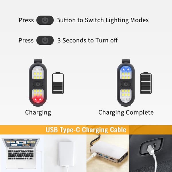 Clip-on Flashlight, Running Light, Hands-Free Flashlight for Night Walks, Portable LED Work Light