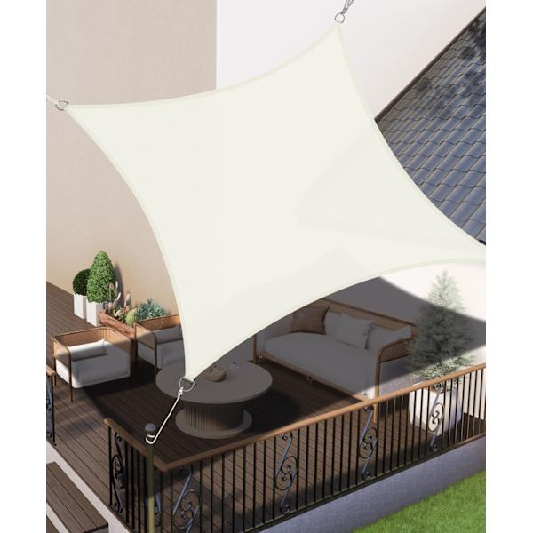 Rectangular Sun Shade Sail - Cream - 3x3 m - UV Resistant - Includes Mounting Kit - Rectangular Waterproof PES