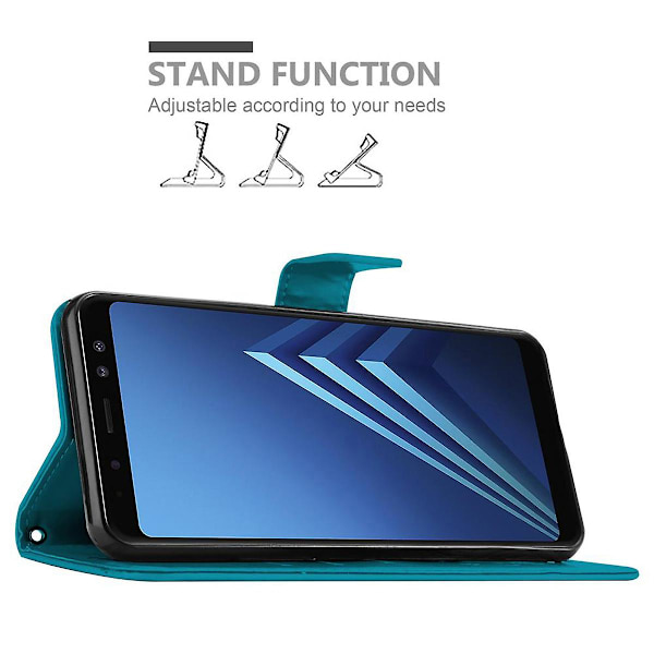 Samsung Galaxy A8 2018 Cover Case - med blomstermønster og standfunktion og kortslot