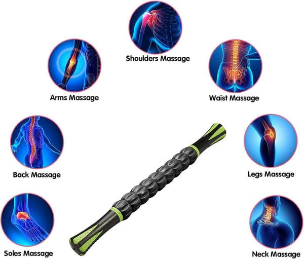 45 cm Massagepind til lindring af smerter, ømhed, kramper, massage, fysioterapi og kropsrestitution (Sort)