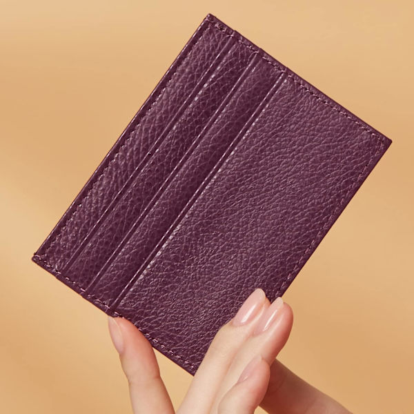 Äkta läder korthållare 7 kortplatser Minimalistisk Ultra Slim för jacka, byxor Purple
